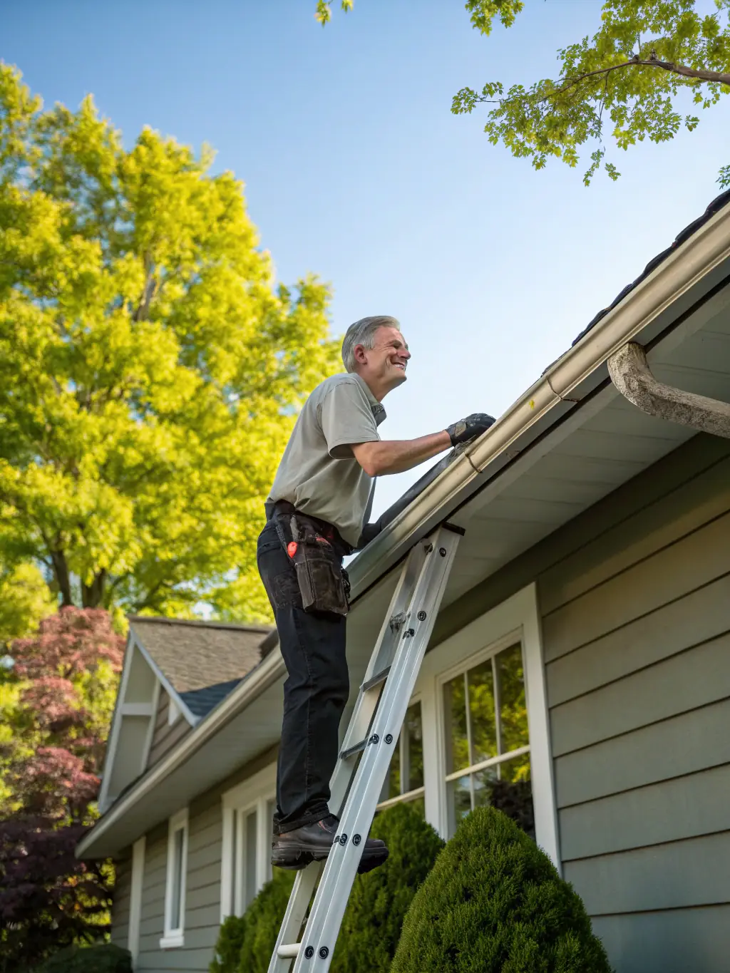 A Gutter Cleaning Folsom customer shaking hands with a technician, symbolizing their commitment to customer satisfaction.