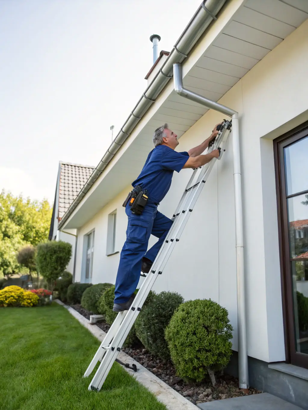 A friendly Gutter Cleaning Folsom technician smiling and giving a thumbs up, showcasing their reliable service.